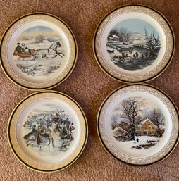 Rm1 Four Collectible Lennox Plates Depicting Winter Scenes