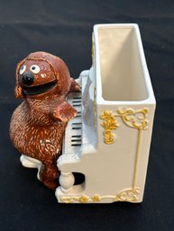 R4 Muppets Ceramic Miss Piggy And Rowlf Piano Trinket Box, Missing Top!