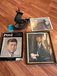 R1 Post Magazine In Memoriam To President Kennedy, Framed Photo And Metal Viking Style Decorative Piece