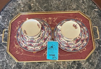 Rm1 Two Tea Settings By Royal Doulton With Tea Tray That Does Not Match Set