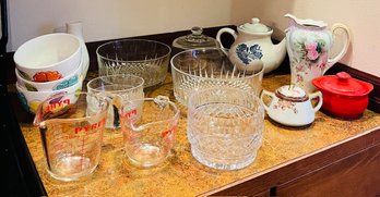 R2 Glass Serving Bowls, Pitcher, Tea Pot, Sugar Bowl, Glass Measuring Cups, Glass Cake Top