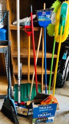 RM0 Lot Of Cleaning Supplies Car Wash Supplies Brooms, Trash Bags , Snow Shovel, Dustpans