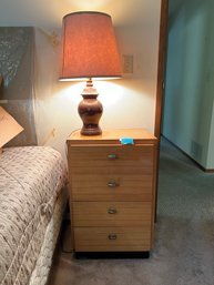 Mid Century Look Nightstand - Also Available Matching Dresser And Second Nightstand. Includes Lamp 25in Tall