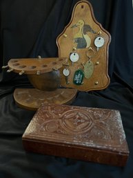 R8 Vintage Pipe Stand, Leather Tooled Box, Wall Key Hangar, Cuff Links, Money Clip