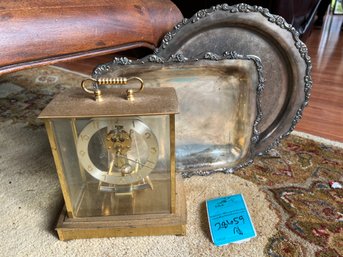 R1 Kieninger Obergfell Clock Made In Western Germany And Two Silverplate Trays