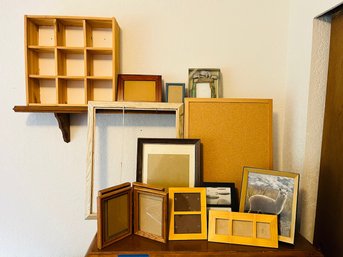 RM4 Huge Lot Of Picture Frames, Cork Board And Mini Shelf Display