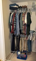 R14 Mens Clothes, Shoes, Some Linens, And Two Shoe Racks To Include Brands Such As L.L Bean And Others