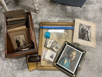S1 Collection Of Vintage And Antique Photos In Wooden Box 8.5in X10.5in X 17.5in