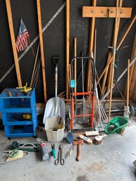 Garden Tools, Rakes, Shovels, Sprinklers, Rotary Lawn Mower,  Hand Cart