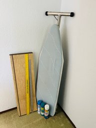 RM8 Vintage Ironing Board, Fabric Cutting Board, Measuring Sticks, Cans Of Starch, Fabric Finish