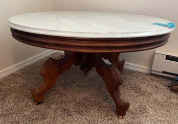 R2 Eastlake Marble And Oak Oval Coffee Table