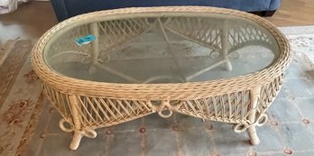 Rm6 Wicker And Glass Topped Coffee Table