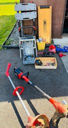 RM0 Lot Of Tools Yard Equipment Trimmers, Air Tool Compressor, Ryobi, Black & Decker