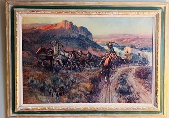 RM6 Charles M Russell 1912 Signed Framed Painted Western Cowboy Theme