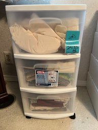 R5 Drawer Cart Full Of Fabric      Includes Cart 25in X 14in X 12in