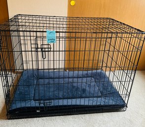 R2 Large Collapsible Dog Crate Measuring 42in X28in X31in. Has Tray And Pad That Needs Cleaning.