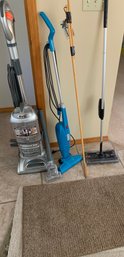 Rm 8 - Shark Navigator Vacuum, Rugs, Bissell Featherweight Floor Sweeper, Swivel Sweeper, Extendable Duster