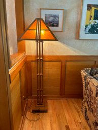 R1 True Craftsman Floor Lamp, Turned On At Time Of Lotting 2 Of 2