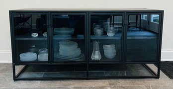 R5 Iron Sideboard Buffet Table Black Glass Doors