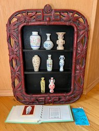 R3 Asian Inspired Design Shadow Box With A Collection Of Mini Vases And