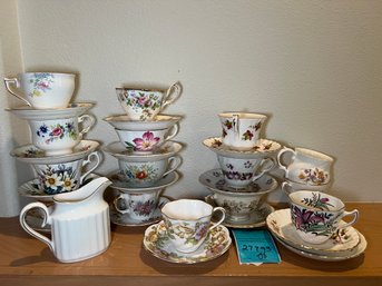 R3 Collection Of China Teacups And Saucers.  Salisbury, Royal Albert, Haviland And More