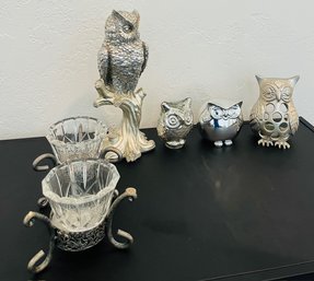 R5 Owl Statues Assorted Sizes With Candle Holders