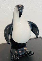 R5 Glass Art Black & White Penguin 8.5in Tall