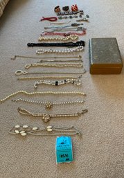 Rm 7 - Assorted Costume Jewelry, Necklaces, Bracelets, Earrings, Jewelry Box