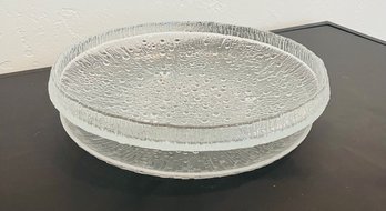 R5 Tapio Wirkkala Ultima Thule Massive Clear Art Glass Vintage Serving Bowl By Iittala Finland W/Plate