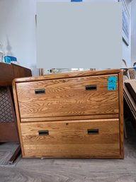 Low Wide Wood File Cabinet 30in X 36in X 18.5in