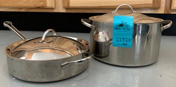 R0 Revere Pro Line 8 Quart Stainless Stock Pot 6768 With Lid And Frying Pan 6710 With Lid
