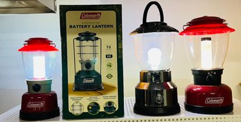 R0 (4) Battery Operated Lanterns Coleman & GE Large And Small