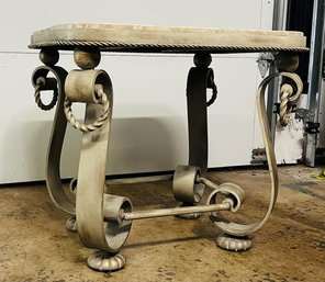 R0 ArtDeco Heavy Stone Top Metal/Iron Side Table