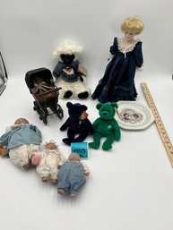 S1 Vintage Princess Diana Porcelain Doll, Commemorative Plate, Beannie Baby Bears, Vintage Michel & Co