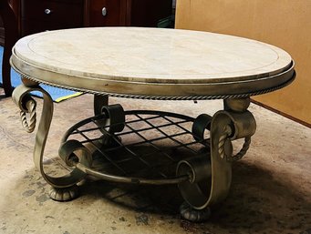 R0 ArtDeco Heavy Stone Top Metal/Iron Coffee Table