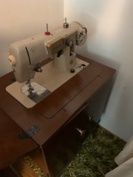Rm 1 - Sewing Table With Singer Sewing Machine, Assorted Sewing Accessories