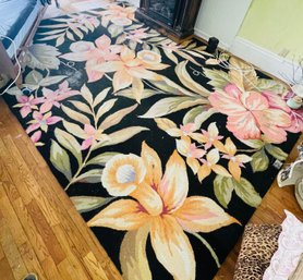 R5 Large Black And Floral Area Rug