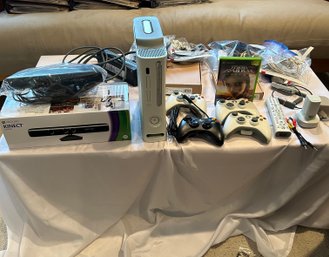 R7 Xbox 360, Xbox Kinect With Original Box, Four Xbox 360 Controllers, Xbox Remote, Xbox Battery Remote Charge
