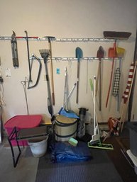 Rm00 Garden Tools, Bench, Buckets, Flags