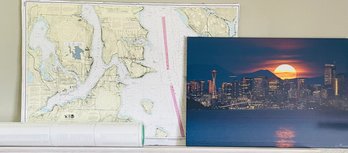 R2 Map Of Puget Sound Seattle To Bremerton, A Map Of The US, A Photo Of Seattle At Night On Canvas