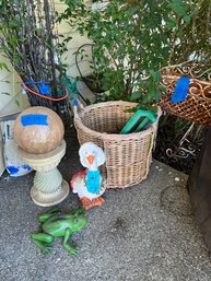 Multiple Pieces Of Yard Art, Planters, Lights.  Please See Pictures