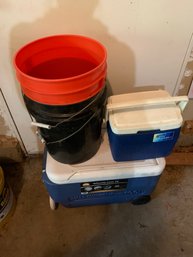 Coleman Cooler, Wheelie Cool Wheeled Cooler, 2 Large Buckets