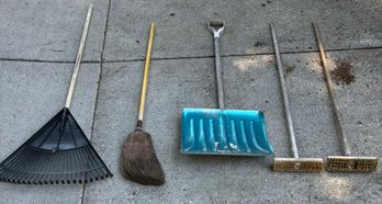 R00 Rake, Broom, Snow Shovel And A Short Hard Bristle Brush