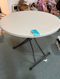 R9 Lifetime Round Folding Table.  26in Tall X 29.5 Diameter