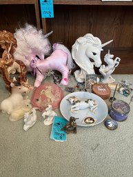 Unicorn: Candles, Brass Figure, Jars, Porcelain Figurines, Wall Plate, Glass Figurines