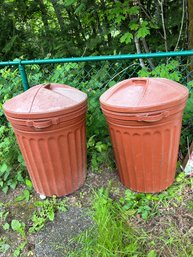 R00 Two Brown Trash Cans