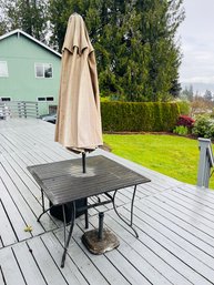 R00 Patio Table With Chairs, Umbrella And Cushions