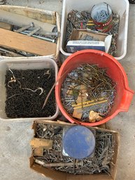 S1 Five Large Boxes/buckets Of Miscellaneous Nails And Screws