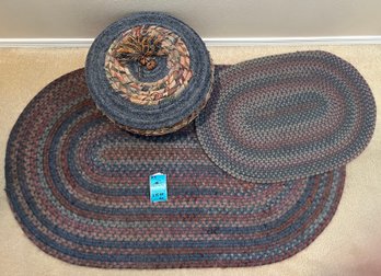 R9 Two Braided Rugs And Basket With Lid