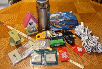 R7 Miscellaneous Lot To Include Uno-Vac Thermos, Extension Cords, Car Accessories, A Bird House And More